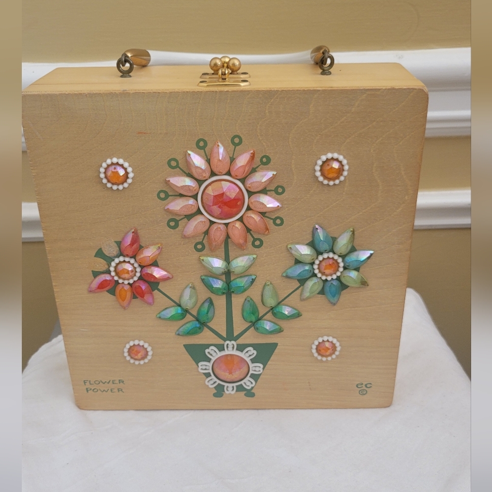 Enid Collins "Flower Power" Wooden Handbag